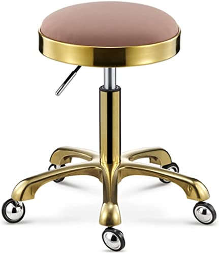 Drehhocker Rollhocker, Höhenverstellbarer Runder Hocker Auf Rädern, Rollhocker Aus Metall Mit Goldener Stuhlstange Für Küche, Salon, Bar, Büro, Massage, Klinik von MYEBP