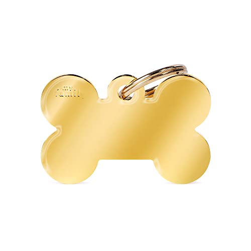 Plakette MyFamily Großer Knochen Vergoldetes Messing platte Hund Brauch Katze von My Family