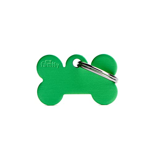 Plakette MyFamily Kleiner Knochen Alluminium Grün platte Hund Brauch Katze von My Family