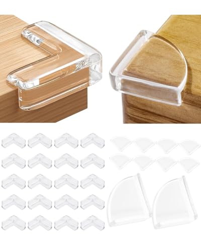 MYGLOAR 30er-Pack Baby-Eckenschutz, Kantenschutz, selbstklebender Baby-Silikon-Kantenschutz, 2 Formen, transparenter Tischkantenschutz. Geeignet für alle Arten von Möbeln, schützt das Baby vor Schaden von MYGLOAR