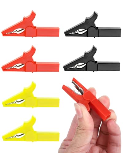 MYGLOAR 6 Stk Hochleistungs Krokodilklemmen, vollisolierte, sichere Krokodilklemmen mit 4mm Bananenbuchse für die elektrische Prüfung von Autobatterien Federklemmen, Klemmzwinge von MYGLOAR