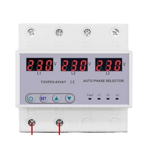 63A 3 phase 3P+N Din rail phase selector Voltmeter adjustable Over and Under Voltage protection Monitor Relays Protector von MYGZNDDEV