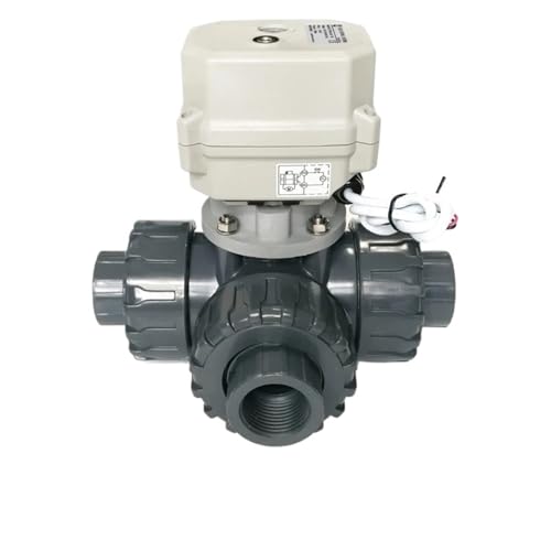 DN25 3-way U-PVC electric control water valve DC24V electric motor control ball valve with manual override used for auto system(NPT THREAD_DC24V_CR303) von MYGZNDDEV