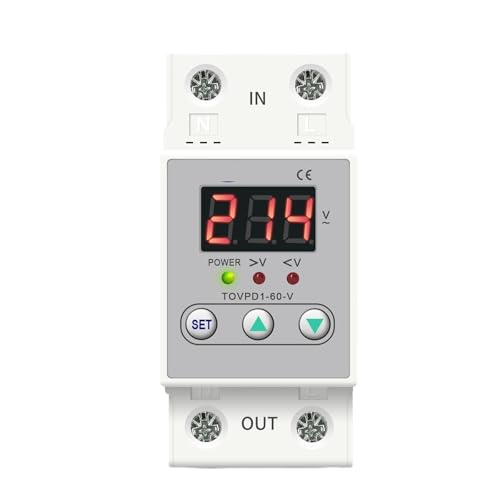 Din rail 40A 60A voltage display relay adjustable over under voltage proteciotn device automatic reconnect protector(60A) von MYGZNDDEV
