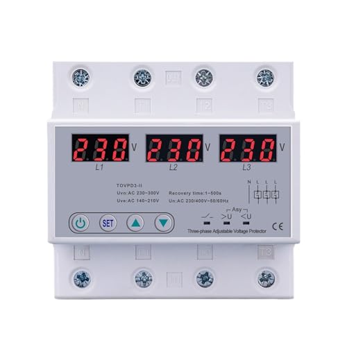 Three Phase Adjustable Over and Under Voltage Protector 3 Phase Automatic Recovery Protective Device Reset 63A 380V von MYGZNDDEV