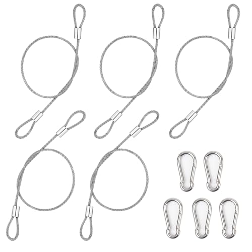 5 Stück Drahtseil, Stahlseil mit Ösen, silber mit Ringen und Haken 50 cm x 1.5mm Drahtseil, Sicherheitskabel für Fahrräder, Motorräder, Türschlösser, Kofferschlösser, etc 5 Stück Drahtseil, Stahlseil mit Ösen, silber mit Ringen und Haken 50 cm x 1.5mm Drahtseil, Sicherheitskabel für Fahrräder, Motorräder, Türschlösser, Kofferschlösser, etc von MYHUNJA