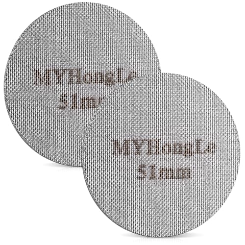 2 STK Puck Screen 51mm, 1mm Dicke 150μm Edelstahl Espresso Sieb für Siebträger Zubehör, Kaffee Puck Sieb, Wiederverwendbare Metall Kaffeefilter für Portafilter Kaffeemaschine (2 Stück 51mm) von MYHongLe