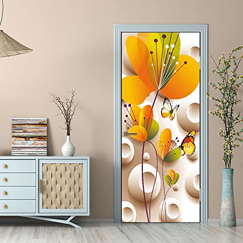 3D Türaufkleber Bunte Schmetterlinge Wasserdicht Modern 3D Türwandaufkleber Vinyl Wandaufkleber für Innentür Wohnzimmer Schlafzimmer Badezimmer Türtapete Selbstklebend Entfernbar B 77 x H 200 cm von MYIESAXL