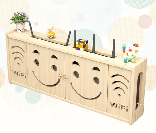 MYIESAXL Router-Box-Abdeckung, Holz-WLAN-Router-Aufbewahrungsbox, Wandregal für Kabelbox, Holz-Wand-Aufbewahrungsbox (A 71 x 28 cm), Wärmeableitung, Belüftung von MYIESAXL