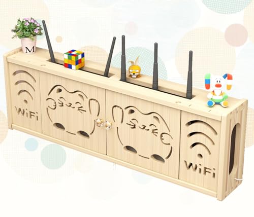 MYIESAXL Router-Box zur Wandmontage, WLAN-Router-Regal, Aufbewahrungsbox, Aufbewahrungsbox für kabellose Router, Kabel-Aufbewahrungsbox (B 71 x 24 cm), Wärmeableitungsbelüftung von MYIESAXL