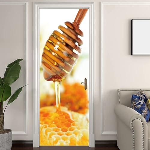 MYIESAXL Selbstklebende 3D-Türtapeten Gelber Honig Zum Abziehen Und Aufkleben Dekoraufkleber Tapetenposter Türtapete Selbstklebend Entfernbar B 95 x H 215 cm von MYIESAXL
