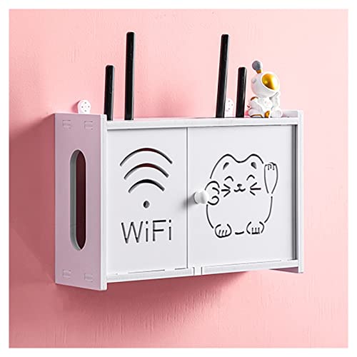 Wifi-Aufbewahrungsbox, Weiße Schwebende Regale, Aufbewahrung für Wlan-Router, an der Wand Hängende Boxregale für Router-Organizer, Dekorativer Wifi-Box-Versteck für Zuhause, Weiß-A, (36 X 11,5 X 24 cm von MYIESAXL