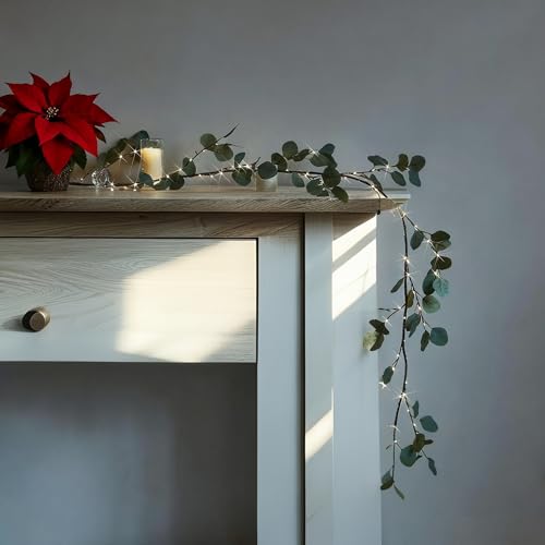 Funkelnde Baum-Lichterkette, Olivenranke, 1,8 m, Rankengirlande, batteriebetrieben, Funkelnde Baumgirlande for Weihnachtskamindekorationen(A) von MYIHUIHUI