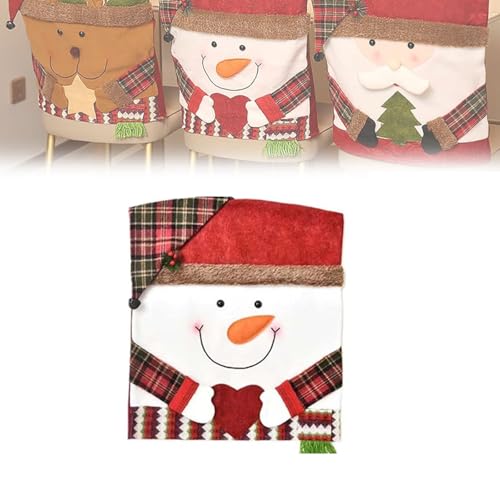 MYIHUIHUI Stuhlhussen mit Weihnachtsmotiven, Stuhlhussen mit Weihnachtsmotiven, 6er-Set, Rückenlehnenbezüge mit Weihnachtsmotiven for das Esszimmer(1pcs-c) von MYIHUIHUI