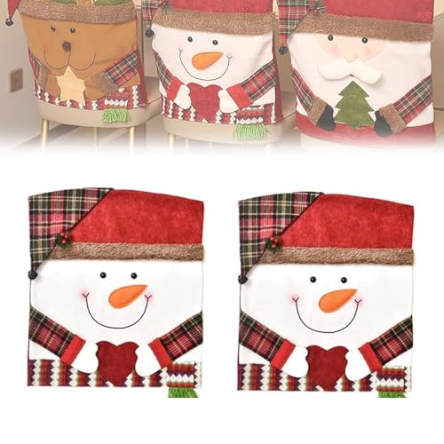 MYIHUIHUI Stuhlhussen mit Weihnachtsmotiven, Stuhlhussen mit Weihnachtsmotiven, 6er-Set, Rückenlehnenbezüge mit Weihnachtsmotiven for das Esszimmer(2pcs-c) von MYIHUIHUI