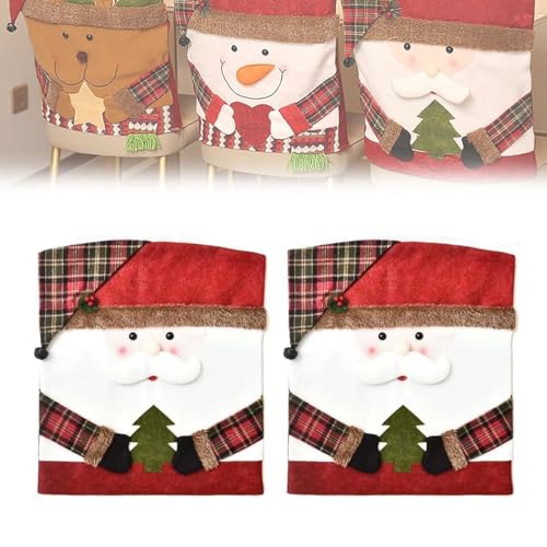 MYIHUIHUI Stuhlhussen mit Weihnachtsmotiven, Weihnachtsstuhlhussen for Esszimmerstühle, Weihnachtsstuhldekor, Dekorationen for die Küche(2pcs-b) von MYIHUIHUI
