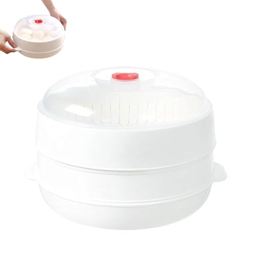 Mikrowellen-Dampfgarer 2025, verbesserter multifunktionaler Mikrowellen-Gemüsedampfer mit transparentem Deckel und Tablett(2 Layer) von MYIHUIHUI