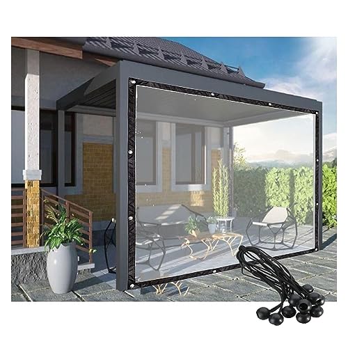 MYJIO Planenvorhänge für den Außenbereich Transparente Pergola-Seitenwände Wasserdicht, Terrassenüberdachung Seitenwand mit Ösen Reißfest, Anpassbar (Color : Clear, Size : 2.4x4m/7.87x13.12ft) von MYJIO