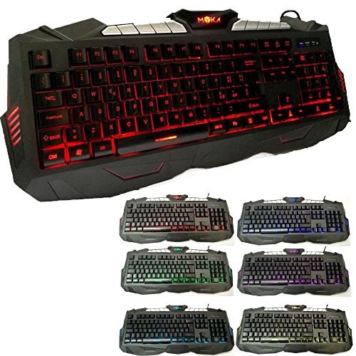MYKA Gaming-Tastatur, Gamer, 7 Farben, LED, Multimedial, programmierbar, mehrfarbig mit Hintergrundbeleuchtung, lasergravierte Tasten, Anti-GOST Key-MG7 MYKA Gaming-Tastatur, Gamer, 7 Farben, LED, Multimedial, programmierbar, mehrfarbig mit Hintergrundbeleuchtung, lasergravierte Tasten, Anti-GOST Key-MG7 von MYKA