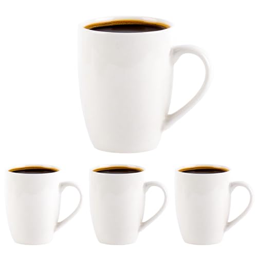 Weiße Kaffeetassen, 320 ml, 4er-Set Keramikbecher, leicht zu greifen, spülmaschinenfest, mikrowellengeeignet, ideal für heißen Tee, heißen Kakao, Mokka, Milch Weiße Kaffeetassen, 320 ml, 4er-Set Keramikbecher, leicht zu greifen, spülmaschinenfest, mikrowellengeeignet, ideal für heißen Tee, heißen Kakao, Mokka, Milch von MYKAGS