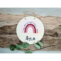Holzschild Mit Regenbogen Personalisiert/Hzs-016 von MYKIDOS