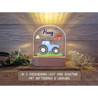 Kinder Nachtlicht Personalisiert Led Motiv Traktor Blau/Nachtlampe/ Schlummerlicht von MYKIDOS