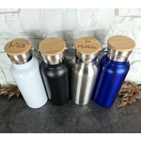 Trinkflasche 500Ml Mit Bambusdeckel Zum Personalisieren/Thermosflasche von MYKIDOS