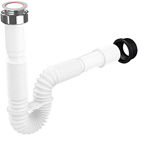 Flexibler Siphon/Ablaufschlauch 1 1/4" Siphon für Waschbecken, Röhrensiphon aus Kunststoff | 5/4"- Ø 32/40mm, Ablaufgarnitur für Waschtisch, Ausziehbar von 39-83 cm von MYLAVABO