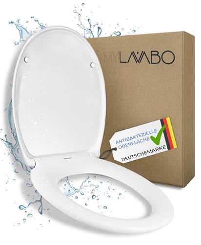 MYLAVABO Toilettensitz Toilettendeckel mit Absenkautomatik, Einfache Installation, 1-Klick-Funktion, Klodeckel, Klobrille, WC Sitz (Ovale Form) von MYLAVABO