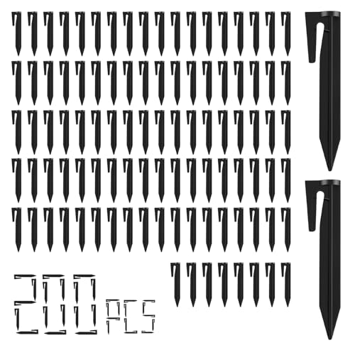 MYLERCT 200 Stück Erdnägel für Mähroboter Begrenzungskabel, 8,5 cm Kunststoff PP Erdspieß, Schwarze Heringe Erdnägel, 4,5 mm Abstand, Rasenmäher Zubehör für Rasenroboter Camping von MYLERCT