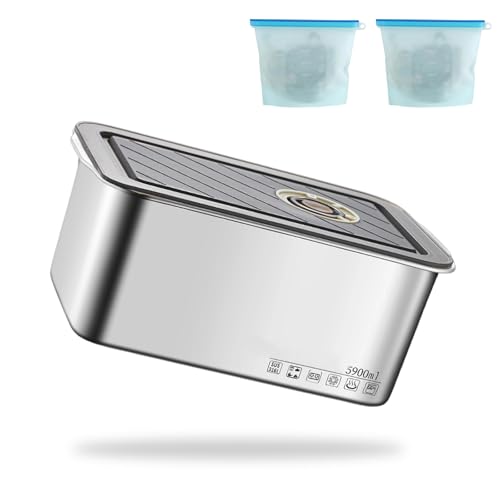 MYLERCT Frischhaltedosen Set, Edelstahl 316 Frischhalteboxen mit Deckel, 5900ml Essen Aufbewahrungsbox, mit 2 Wiederverwendbaren Gefrierbeuteln, für Lebensmittel Konservieren Oder Erhitzen von MYLERCT