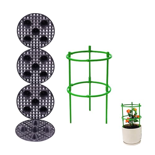 MYLERCT Topfpflanzenständer, 4 Stück 20 cm Blumentopf Ständer Drainage Mesh, Schwarz Blumentopf Untersetzer mit Kletterhalterungen, Untersetzer für Blumen Flanzen für Balkone,Gärten von MYLERCT