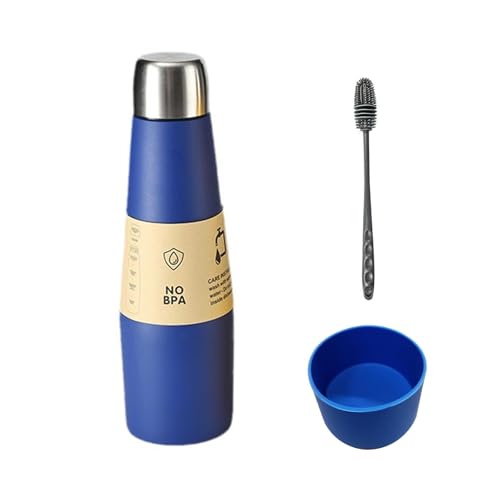 Thermosflaschen MYLERCT 532 ml Thermobecher Edelstahl, Vakuum Trinkflasche Thermo, Hitzekonservierung für 12 Stunden, mit Becherbodenhülse und Flaschenbürste, für Außen und Bürogebrauch (Blau) von MYLERCT