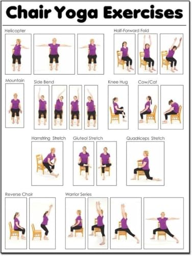MYLHMPPJH Stuhl-Yoga-Übungsposter für Senioren, Yoga-Raum-Poster, Leinwandmalerei und Drucke (60 x 80 cm), Ungerahmt von MYLHMPPJH