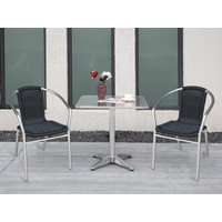 Garten-Essgruppe - Aluminium & Polyrattan: 1 quadratischer Tisch + 2 Sessel - Schwarz - FIZZ von MYLIA von MYLIA