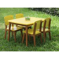 Garten-Essgruppe für Kinder: 4 Stühle + Tisch - Akazie - Gelb - GOZO von MYLIA von MYLIA