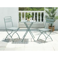 Garten-Essgruppe klappbar: Tisch L. 60 cm + 2 klappbare Stühle - Metall - Mandelgrün - MIRMANDE von MYLIA von MYLIA