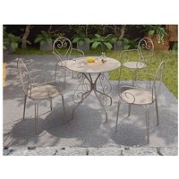 Garten-Essgruppe: Tisch + 4 stapelbare Sessel - Metall in Eisenoptik - Beige - GUERMANTES von MYLIA von MYLIA