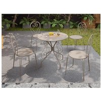 Garten-Essgruppe: Tisch + 4 stapelbare Stühle - Metall in Eisenoptik - Beige - GUERMANTES von MYLIA von MYLIA