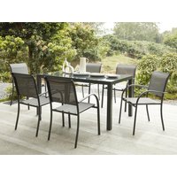 Garten-Essgruppe: Tisch L. 150 cm + 6 Sessel - Aluminium - Anthrazit - JOLANE von MYLIA von MYLIA