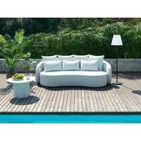 Garten-Sitzgruppe: 1 Sofa 3-Sitzer aus Stoff & 1 Gartentisch - Weiß - GUARANO von MYLIA von MYLIA