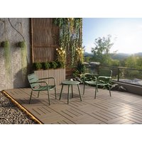 Garten-Sitzgruppe: Beistelltisch + 2 stapelbare Sessel - Metall - Khaki - MIRMANDE von MYLIA von MYLIA