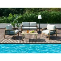 Garten-Sitzgruppe: Sofa 2-Sitzer, 2 Sessel und 1 Beistelltisch - Aluminium und Polyrattan - Naturfarben hell - GRAZ von MYLIA von MYLIA