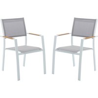 Gartensessel 2er Set - stapelbar - Aluminium & Textilene - Hellgrau & Weiß - MACILA von MYLIA von Vente-unique