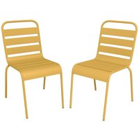 Gartenstuhl stapelbar 2er-Set - Metall - Senfgelb - MIRMANDE von MYLIA von Vente-unique