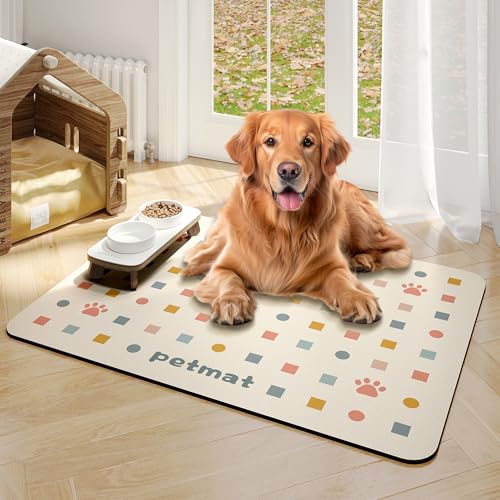 Napfunterlage Hund Katzen Futternapf Unterlage30x 50 cm rutschfeste Hundenapf Unterlage Katzennapf Fressnapf Futtermatte - Saugfähige Schnelltrocknend Katzenmatte Futter Matte(Beig) von MYLONGINGCHARM