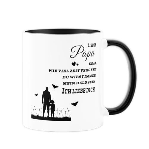 PAPA Tasse Bester der Welt,Geschenkidee für Papa zum Geburtstag,Vatertag, Weihnachtsgeschenke für Papa,Vatertag Geschenk Kaffeetasse,Tasse für papa | Kaffeebecher Porzellan 350ml (Black-Lieber) von MYLONGINGCHARM