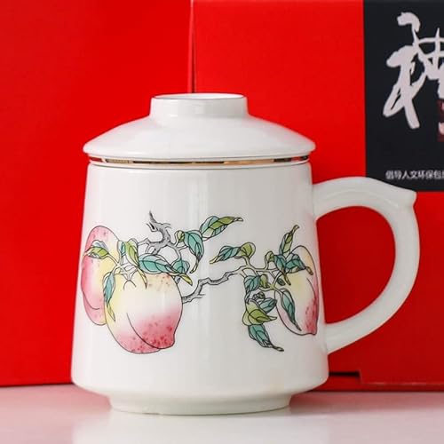 MYLPDZSW HHF Becher Untertassen 401-500 ml Teetasse im chinesischen Stil, Tee-Wassertrennung, Keramiktasse mit Filter, Bürotasse mit Deckel (Farbe : 10) von MYLPDZSW