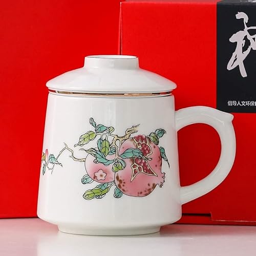 MYLPDZSW HHF Becher Untertassen 401-500 ml Teetasse im chinesischen Stil, Tee-Wassertrennung, Keramiktasse mit Filter, Bürotasse mit Deckel (Farbe : 8) von MYLPDZSW