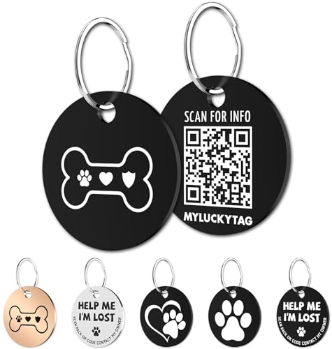MYLUCKYTAG Edelstahl graviert QR Code Pet ID Tags Dog Tags - Pet Online Profil - Scannen QR erhalten sofortige Haustier Standort Alert E-Mail MYLUCKYTAG Edelstahl graviert QR Code Pet ID Tags Dog Tags - Pet Online Profil - Scannen QR erhalten sofortige Haustier Standort Alert E-Mail von MYLUCKYTAG